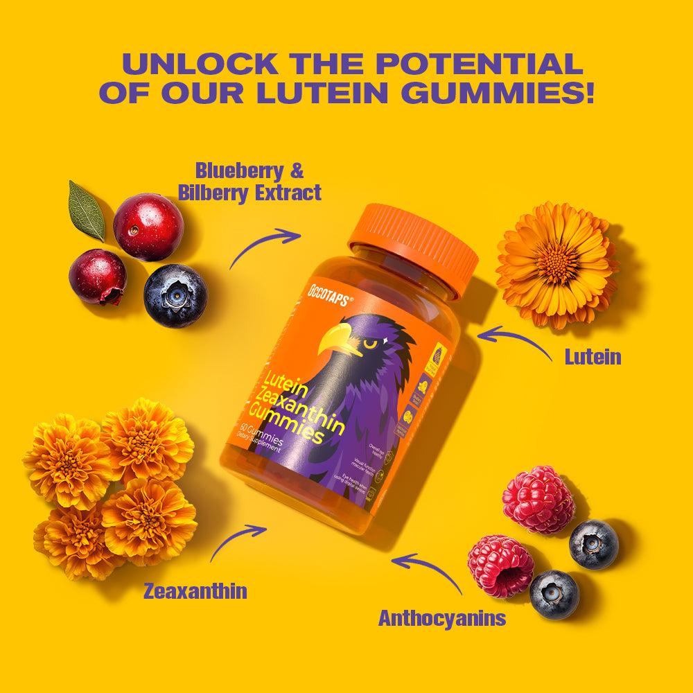 Lutein Gummy Eye Health Vitamins - Sugar-Free Lutein & Zeaxanthin for Clear Vision, Relief of Dry Eyes, and Blue Light Support for Adults & Children