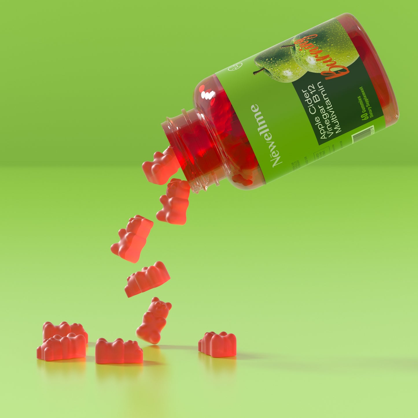 Apple cider Vinegar Gummies 15 days Clean, gluten-free, non-GMO, ACV Natural supplement for optimal diet health